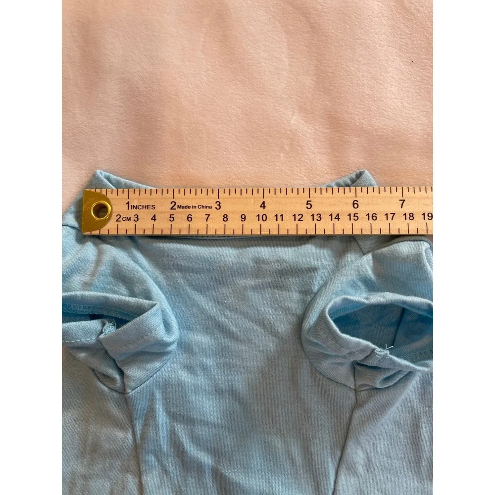 Sock Thief Pet T-Shirt Light Blue Graphic Dog Tee Leash Hole Size Small